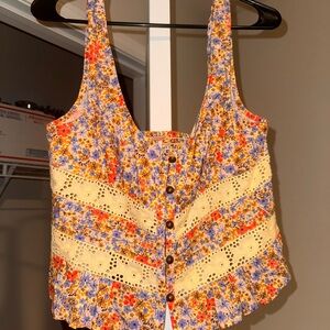 Floral Button-Down Free People Crop
